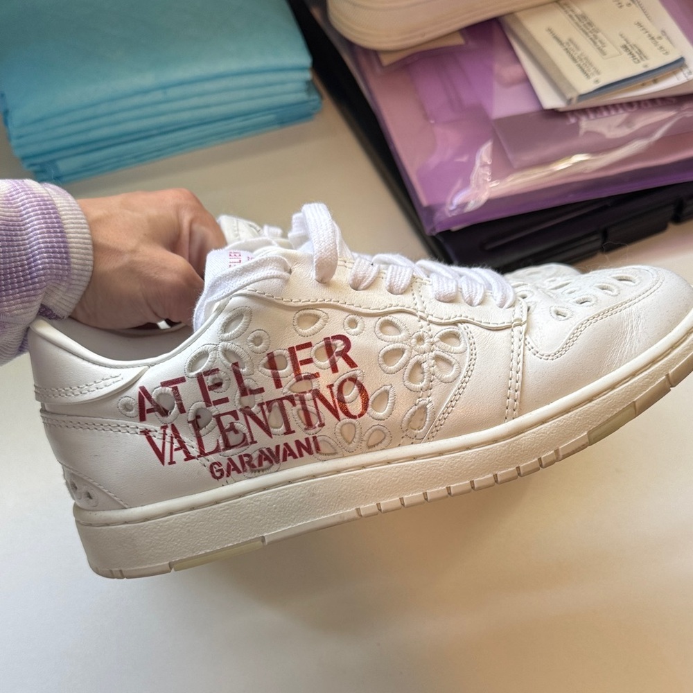 Valentino White Atelier Sneakers with Cutout Details - Picture 3 of 6
